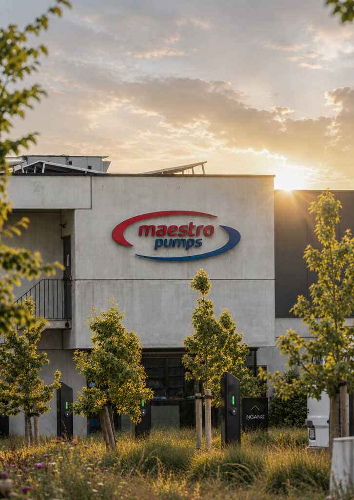 Maestro Pumps logo en brochure