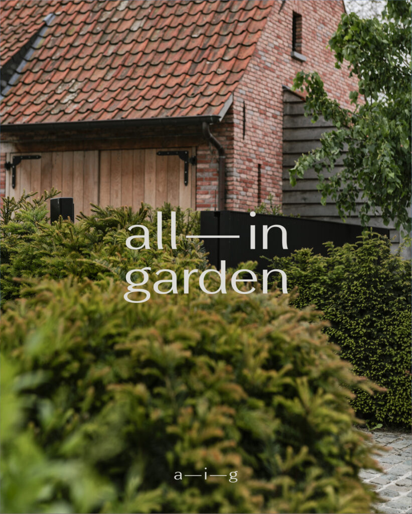All In Garden Allingarden Deinze Pittem Tuinaannemer Tuinontwerp Tuinaanleg Bomen Logo Designbureau LouisBruyneel Marketing Huisstijl